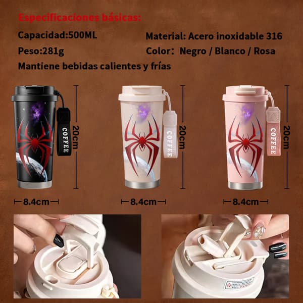 Termisk kaffemugg 500ml lufttätt lock juldesign, Isolerad kaffemugg, läckagesäker resemugg med lock Pink
