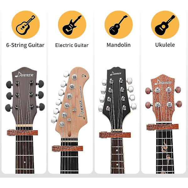 Capodaster Gitarr Capo Capo Tillverkad Av Valnötsträ Dc-1w För Akustisk Och Elektrisk Gitarr, Ukulele Capo Med Två Styrka Plektrum