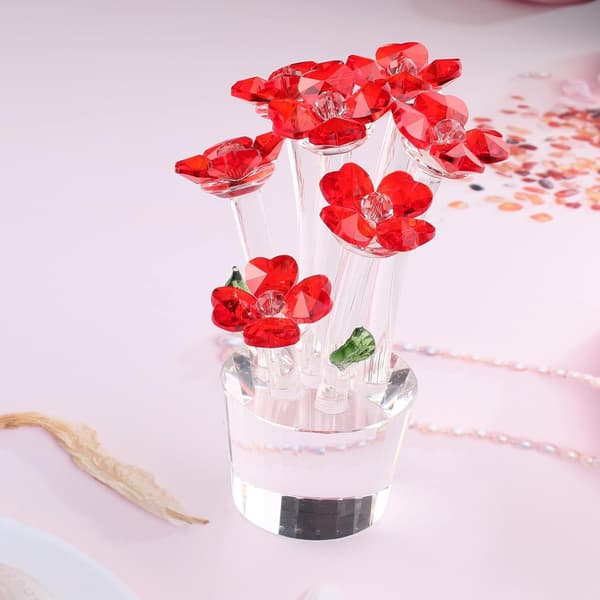 1 st (Röd) Kristallfigur Solfångare Blomsterprydnad Jul