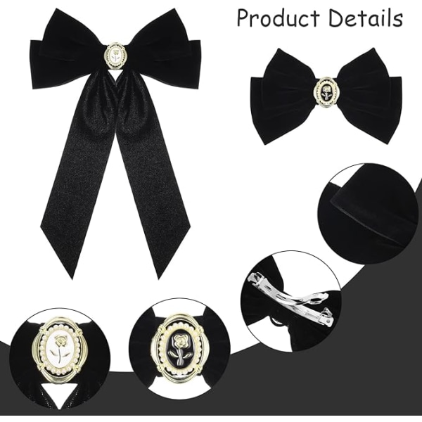 2pcs black bow hair clip big bow for female girls