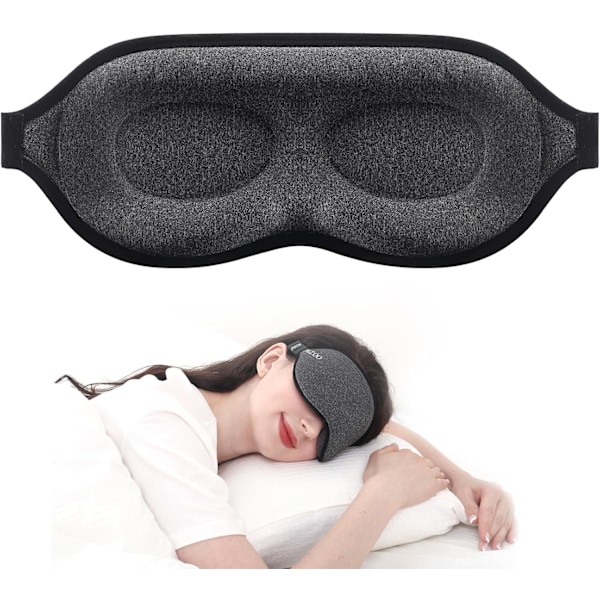 Sovemaske til sidesovere, mænd og kvinder, lysblokerende patenteret design, nattebind, skyggedække til rejser Dark Gray