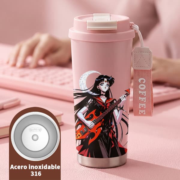 Kaffetermos 500ml Rostfritt Stål Modern Design, Isolerad kaffemugg, läckagesäker resemugg med lock Pink