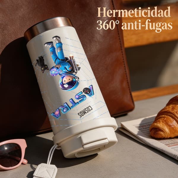 Kaffetermos 500ml Rustfritt Stål Blomsterdesign Pink