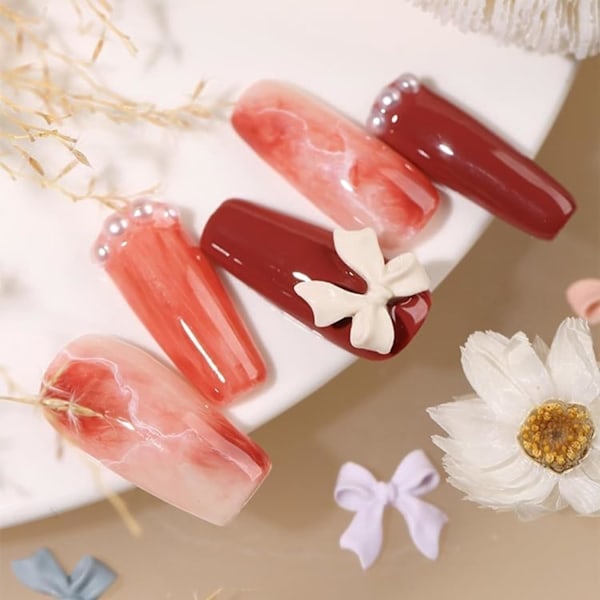 Fargerike Rosett Negler Nitter Strass Krystall 3D Harpiks Rosett Negl Charms Sett For Negler Design Søte Rosett Negl Deko