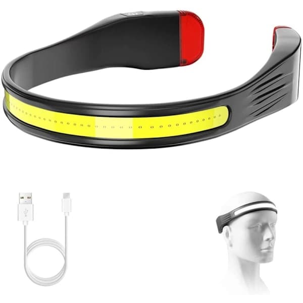 LED-hodelykt, oppladbare hodelykter med 230° frontlys og rødt baklys, A