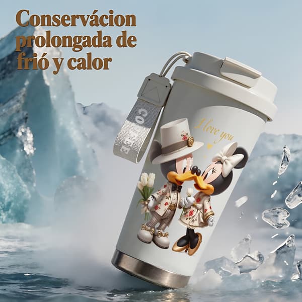 Kaffetermos 500ml 316 Rustfritt Stål Grafisk Design White