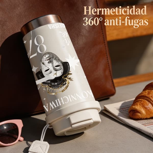 Kaffetermos 500ml Rustfritt Stål Tegneseriedesign Pink