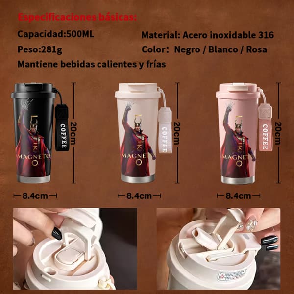Termokopp 500ml 316 Rustfritt Stål Tegneseriedesign Pink