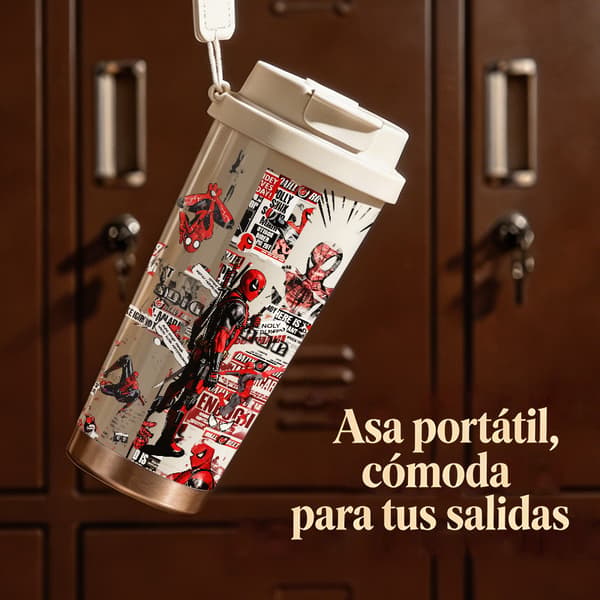 Kaffetermokande 500ml Rustfrit Stål Kunstnerisk Design White