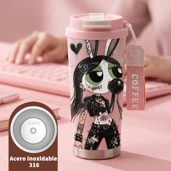 Kaffetermos 500ml Rostfritt Stål Trendig Design Pink