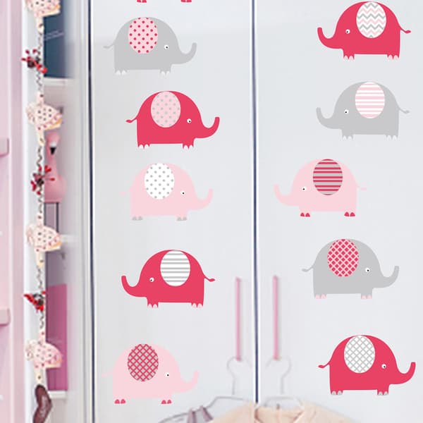 4 st Väggdekaler Liten Rosa Elefant Väggdekaler Mural