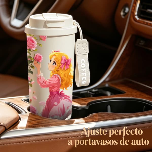 Kaffetermos 500ml Rustfritt Stål Dyreprint Design White