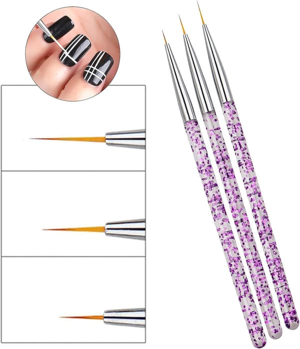 3 nagelkonstpenslar i rosa