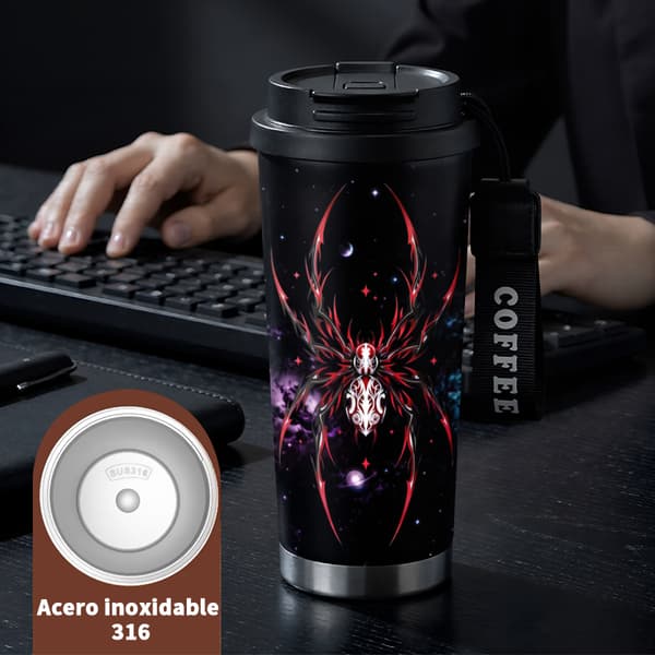 Kaffetermokande 500 ml 316 rustfrit stål Anime-design Black