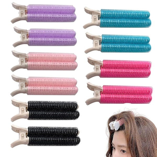 Volumengivende Hårklemmer til Kvinder, 10 stk. Rodklemmer til Fluffy og Øjeblikkelig Hårvolumen (Sort, Pink, Blå, Lilla, Rød) Multicolor