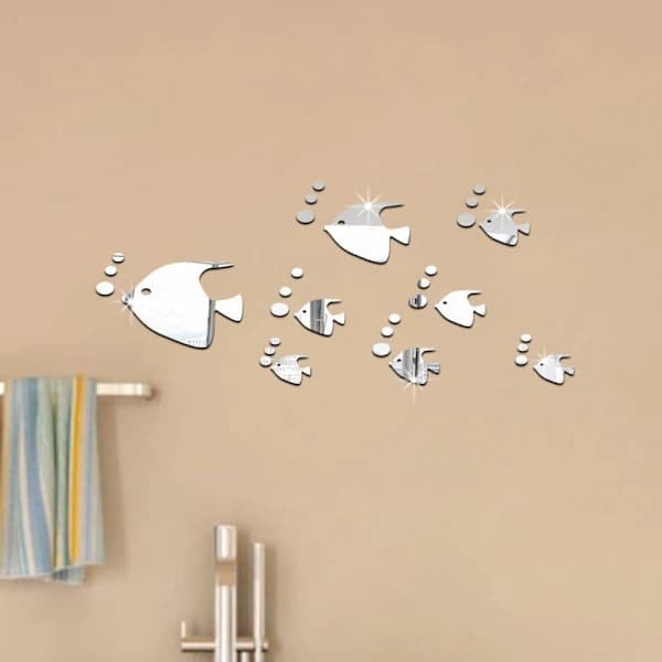 8-pack 3D Tropiska Fiskar Spegeleffekt Väggdekaler Design, A