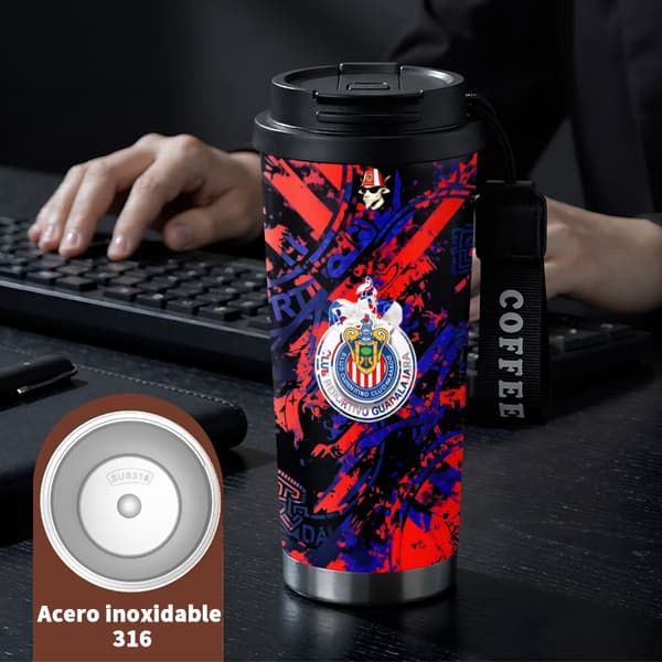 Termokaffekrus 500ml til bil med dyreprintdesign Black