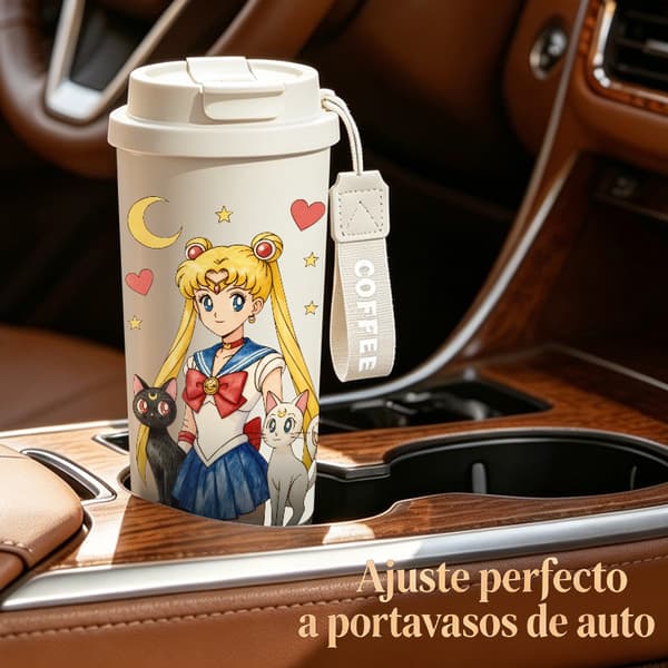 Kaffetermos 500ml Rostfritt Stål Festlig Design, Isolerad kaffemugg, läckagesäker resemugg med lock White