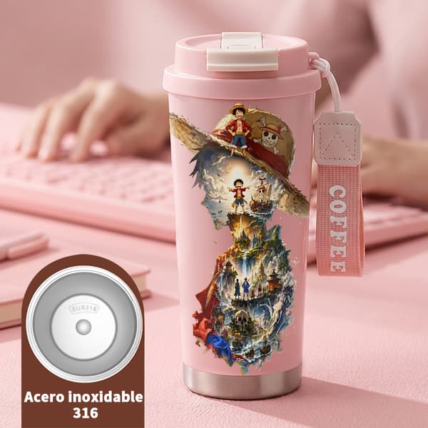 Bærbar Kaffe Termokande 500ml Rustfrit Stål Retro Design Pink