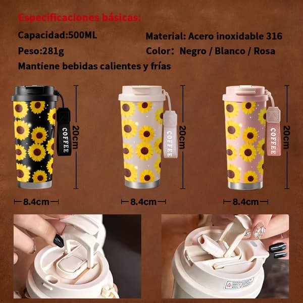 Kaffetermos 500ml Rustfritt Stål Moderne Design Black