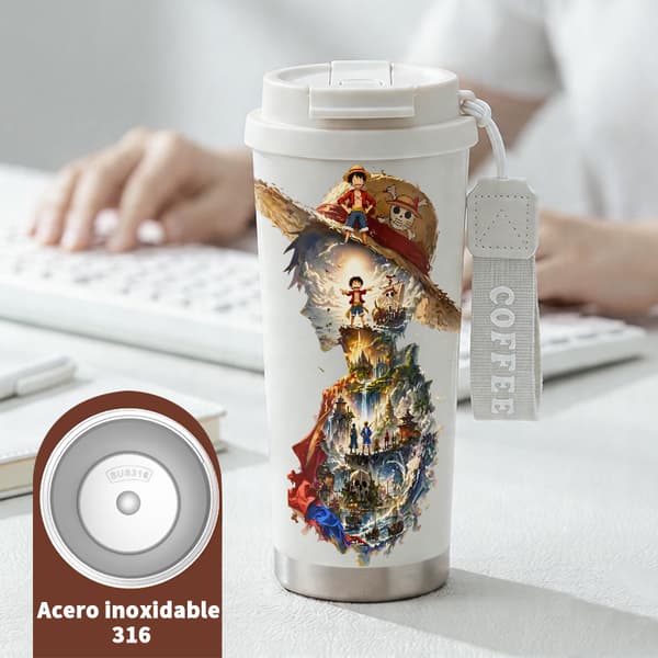 Bærbar Kaffe Termokande 500ml Rustfrit Stål Retro Design White