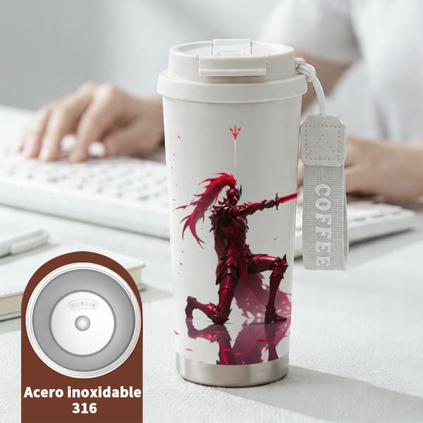 Kaffetermos 500ml Rostfritt Stål Minimalistisk Design, Isolerad kaffemugg, läckagesäker resemugg med lock White