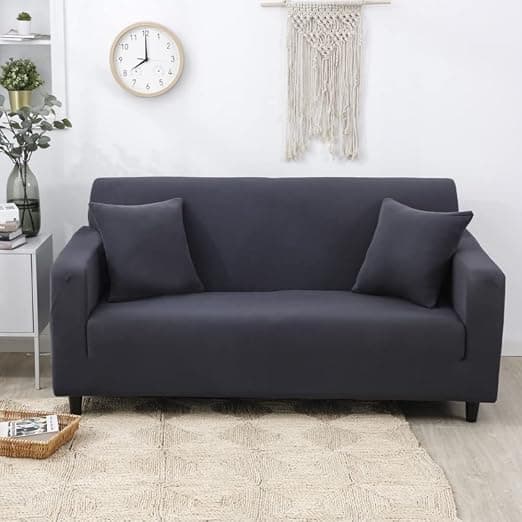 Mørkegrå sofaovertræk, 2-personers elastisk stof, elastisk