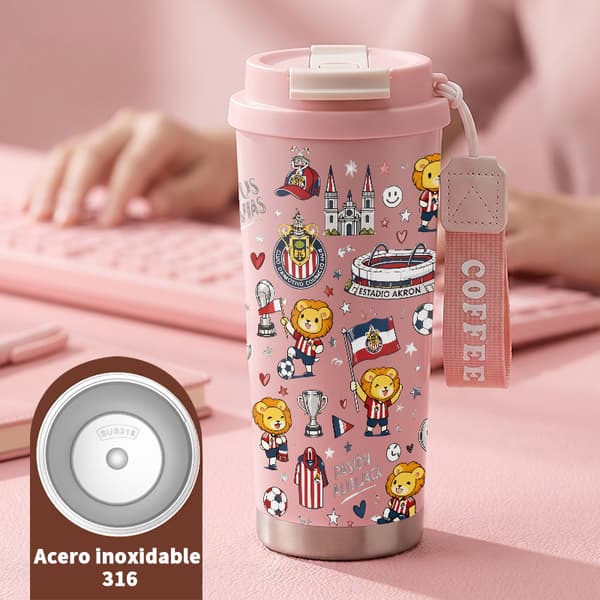 Termisk kaffemugg 500ml Rostfritt stål Modern design Pink