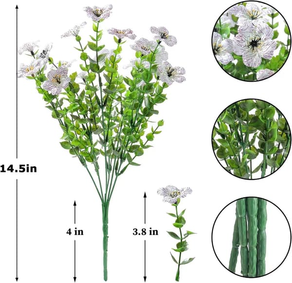 4 stk 7-greinet eukalyptus fiolett simuleringsblomsterbukett