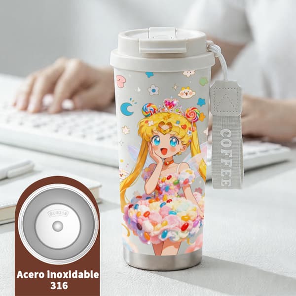 Kaffe Termokande 500ml Rustfrit Stål Sødt Design White