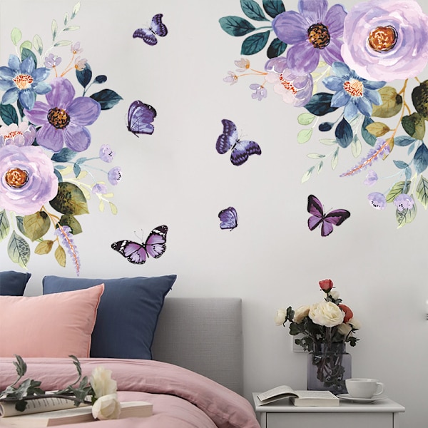 Et sæt farvede blyant lilla blomster, soveværelse, natbord, veranda,