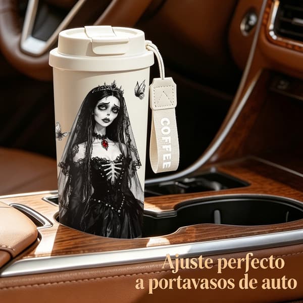Kaffetermos 500ml Rustfritt Stål Søt Design White