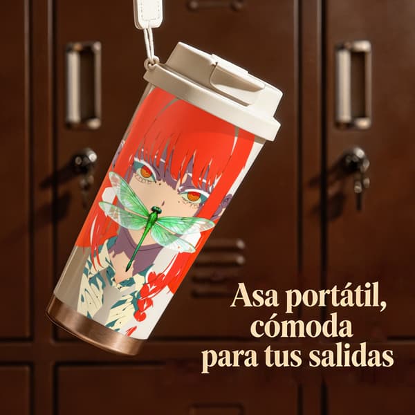 Termosmugg 500ml Rostfritt Stål Retro Design, Isolerad kaffemugg, läckagesäker resemugg med lock White