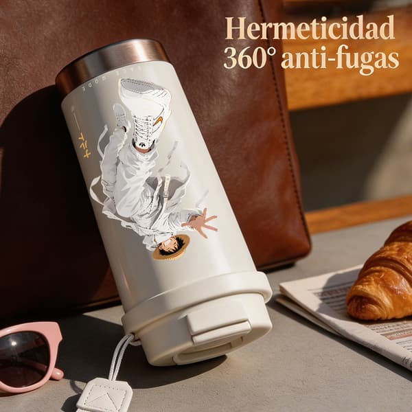 Kaffetermos 500ml 316 Rostfritt Stål Juldesign, Isolerad kaffemugg, läckagesäker resemugg med lock White