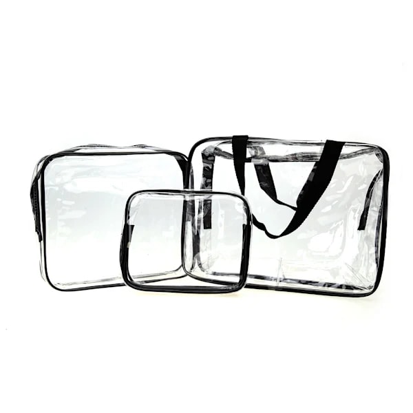 3-pack Genomskinlig Necessär Sminkväska Transparent