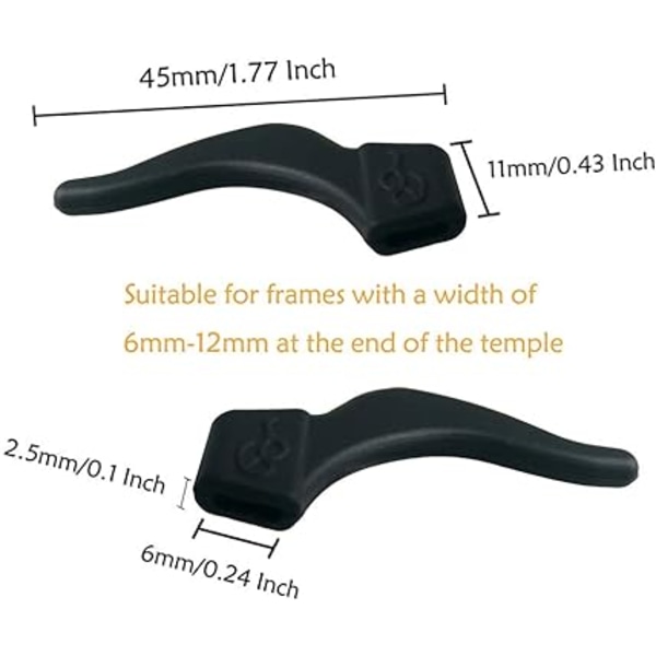 (7 par sort) 14 stk. briller Anti-slip silikone øreklips, glas