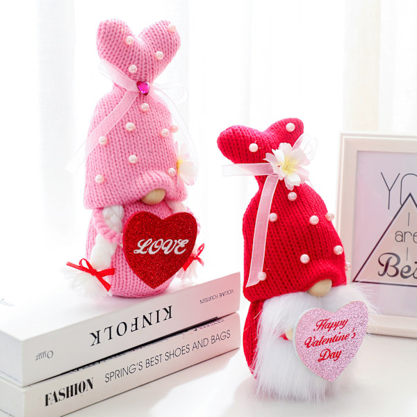 Sød Dværg Dukke Valentinsdag Dekoration Kærlighed Dværg Dukke Giv Ham Hendes Valentinsdag Gave i Rød
