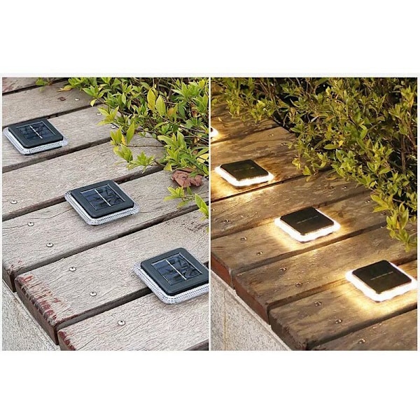 Solcelle bakkelys, solcelle hagelys IP65 vanntett solcelle bakkelys med automatisk på/av sikkerhetslampe (2-pakning, varmt hvitt 3000K)