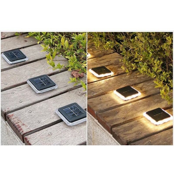 Solcellsmarkbelysning, Solcellslampor för trädgård IP65 Vattentät Solcellsmarkbelysning med automatisk på/av-säkerhetslampa (2-pack, varmvit 3000K)