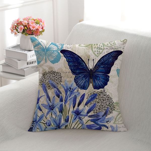 Kuddöverdrag, Set om 4-45 x 45cm Bomull och Linne Blommönster Sq