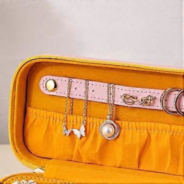 Elegant Smyckeskrin med Flera Fack PU Läder Smyckeshållare Kvinnor Ringar Halsband Örhängen Behållare