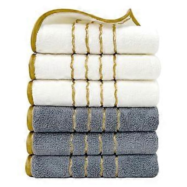 6-delt Håndklesett Velvet Spun Svært Absorberende Mykt Badehåndkle Egnet For Baderom Spa Gym D
