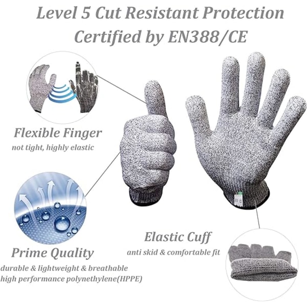 Skärbeständiga handskar Arbetshandskar nivå 5 skydd och EN388 Cert
