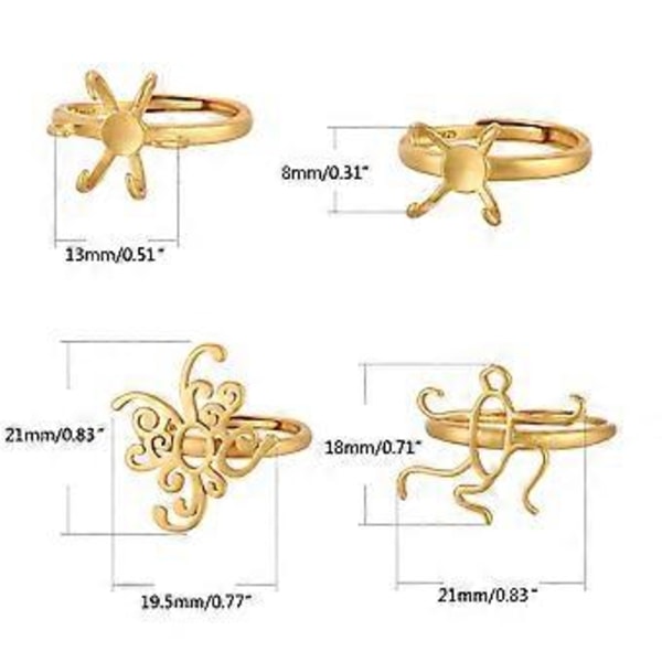 Heteromorfa Ringar Tomma Bricka Bas för DIY Ringar Inställning Inlagd Turkos Naturlig Ädelsten Smyckestillverkning Tillbehör Silver Silver G