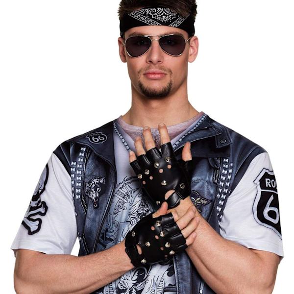 Miesten hansikkaat, niitit, ei-valtavirran puolen sormen hansikkaat, punk-hansikkaat
