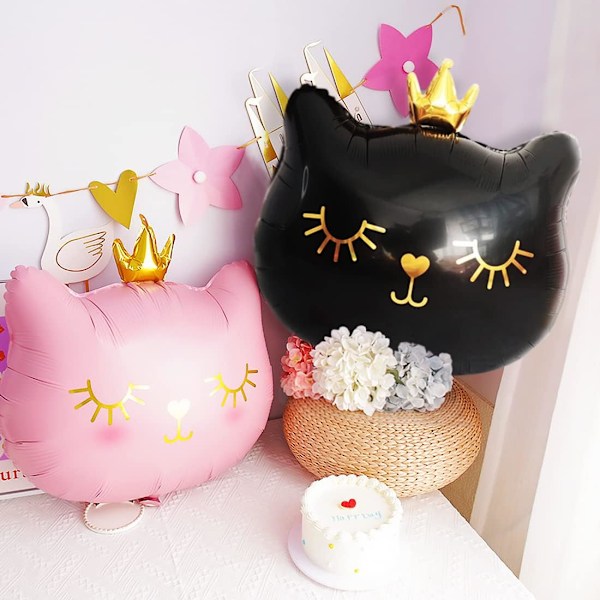Kattballonger, 5 stk Kattunger Folieballonger, Svart Katt Hodeform