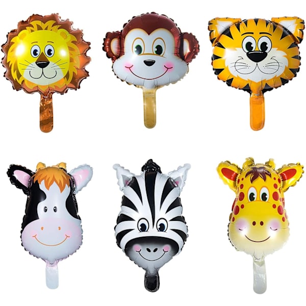 6 stk. dyrefolie ballonger, heliumballonger, Parf
