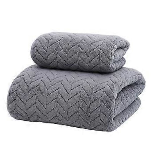 Håndkle Badehåndklesett Fløyelspunnet Svært Absorberende Mykt Badehåndkle Egnet For Baderom Spa Gym Gray