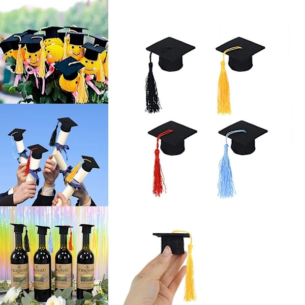 10 stk. Mini doktorhatte, dimissionshårnålehatte, dimissionssæson dekorationshatte, festbegivenheds vinflaske doktorhatte dekorationshatte, Yellow