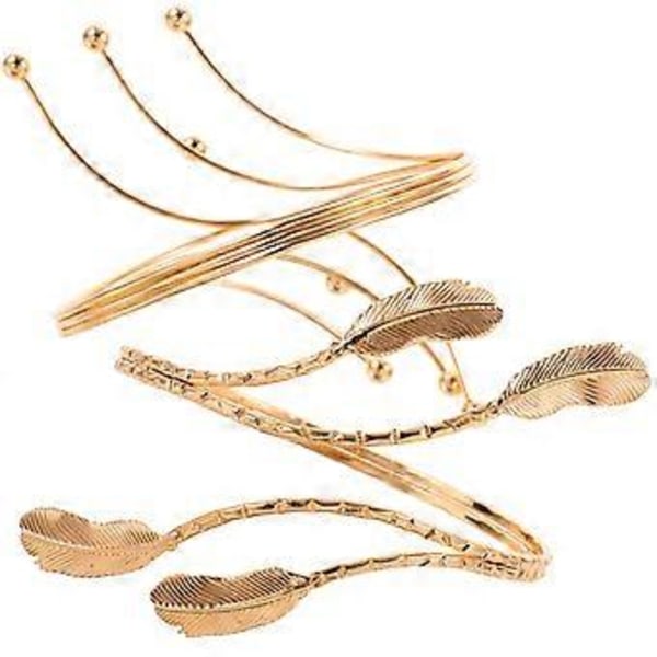 2 st Retro Urholkad Armring Dekorativt Armband Geometriskt Mönster Armband (Gyllene)